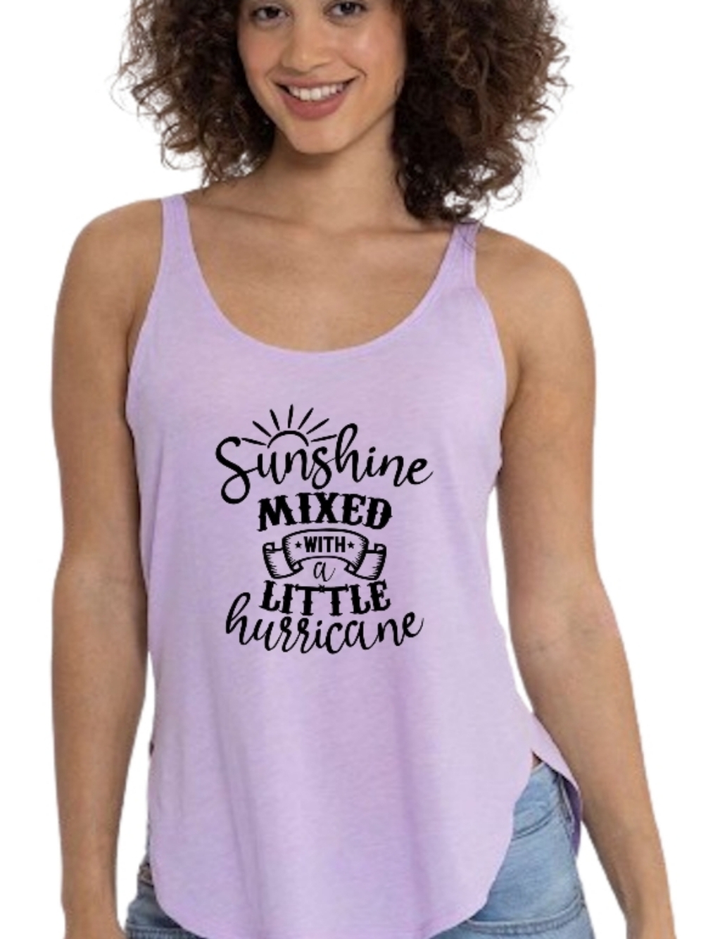 Next Level Apparel Lilac Tank Top with Black Graphic